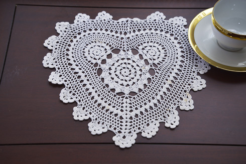 Heart Crochet Lace. 12" Hearts Crochet. ( 2 pieces)